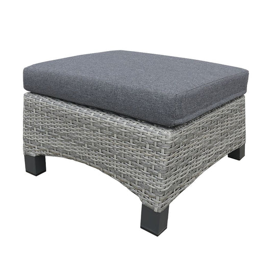 Grauer Polyrattan Gartenhocker Mit Alugestell Und Sitzkissen - Hocker Thula