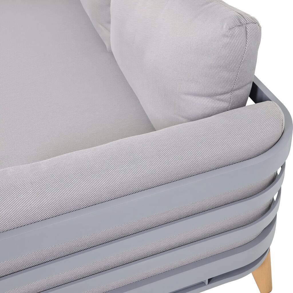  Graues Lounge Ecksofa Aus Aluminium Mit Tisch - Gartenlounge Phora