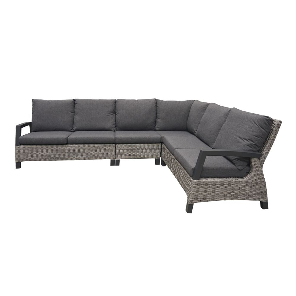  Graues XXL Loungesofa Für 7 Personen Aus Polyrattan Mit Polster - Sofa Thula