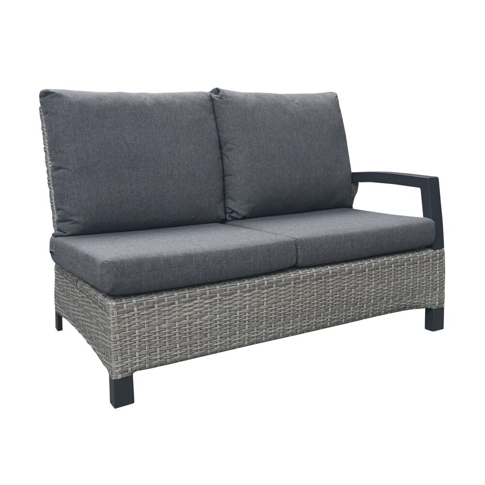  Graues XXL Loungesofa Für 7 Personen Aus Polyrattan Mit Polster - Sofa Thula