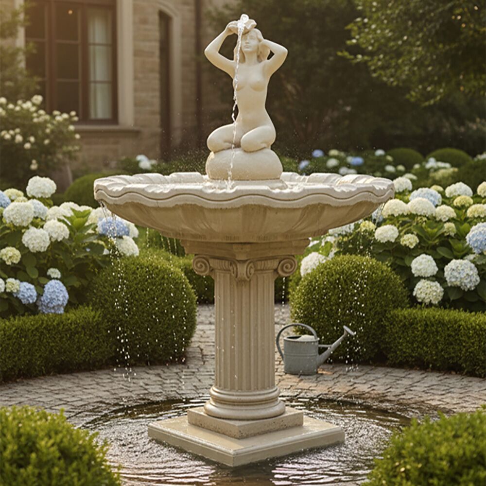  Griechischer Brunnen Für Den Garten Mit Badender Frau Als Wasserspiel Figur - Lisa