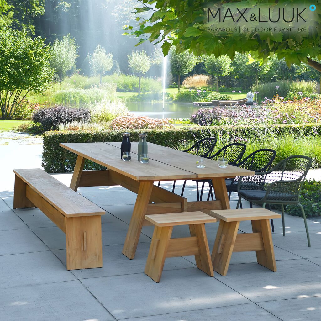  Große Gartenbank Ohne Rückenlehne - Teakholz - Max&Luuk - Finn Gartenbank