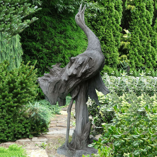  Große Gartenskulptur Kranich Aus Steinguss - Karuso