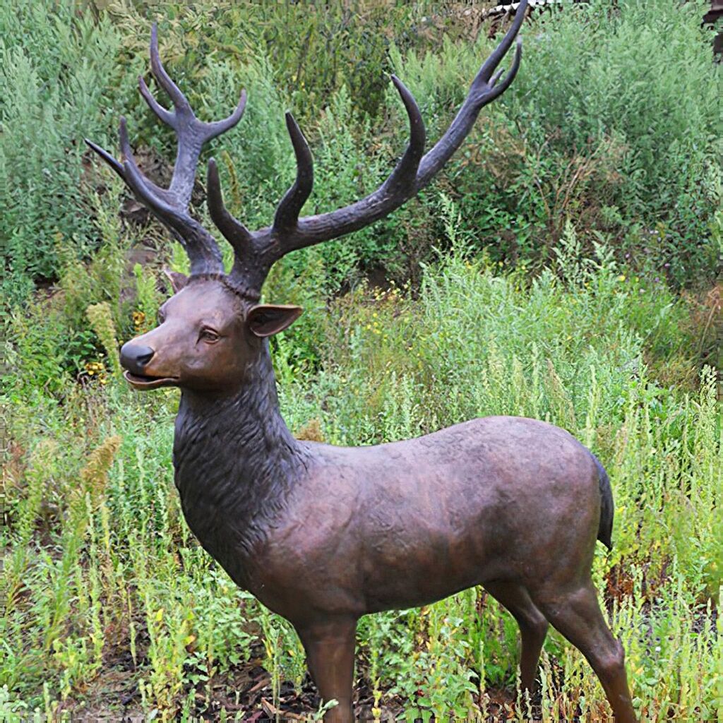  Große Skulptur & Statue Mit Hirsch - Zwölfender