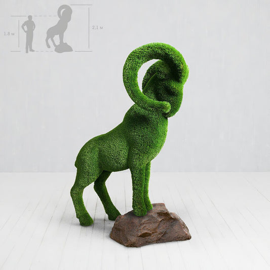  Große Steinbock Gartenfigur - Topiary - GFK & Kunstrasen - Wilko