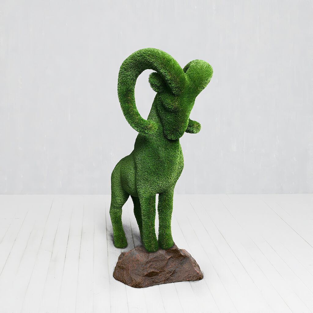  Große Steinbock Gartenfigur - Topiary - GFK & Kunstrasen - Wilko