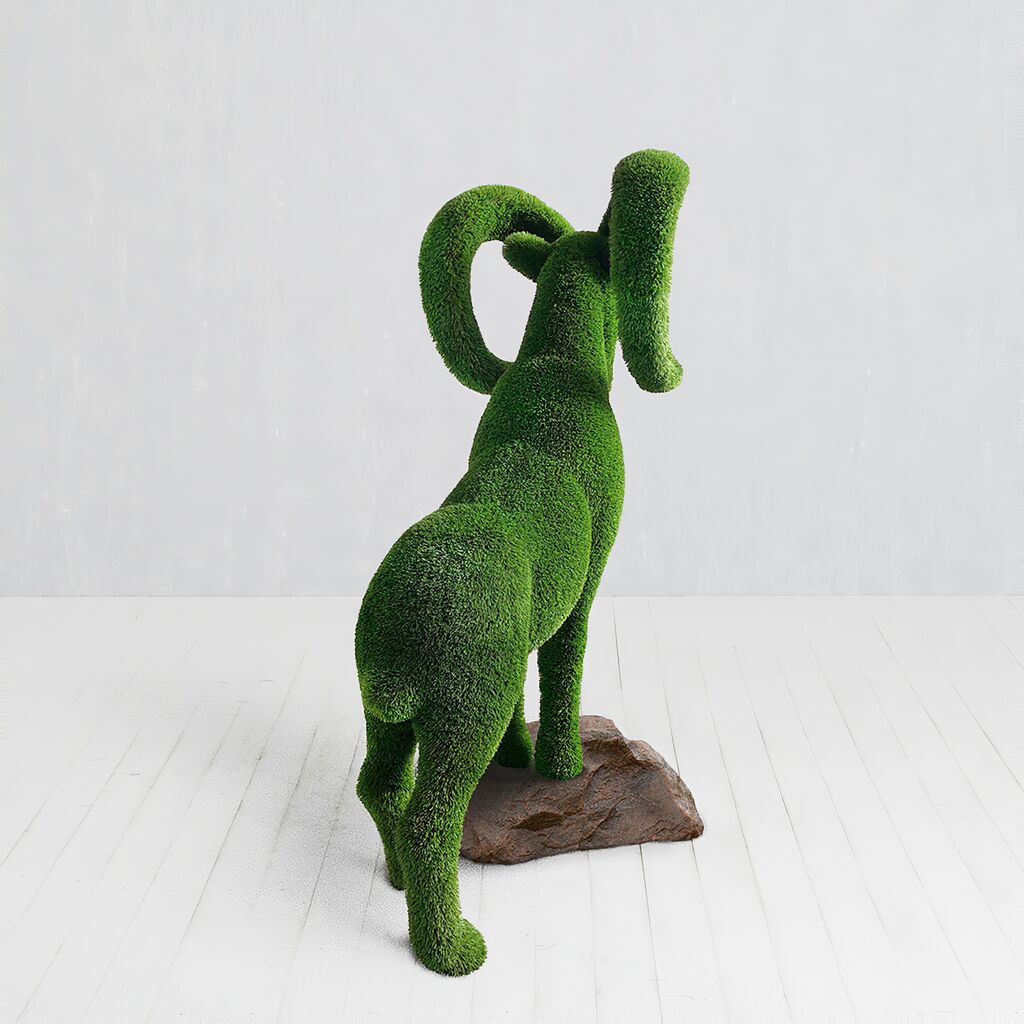  Große Steinbock Gartenfigur - Topiary - GFK & Kunstrasen - Wilko