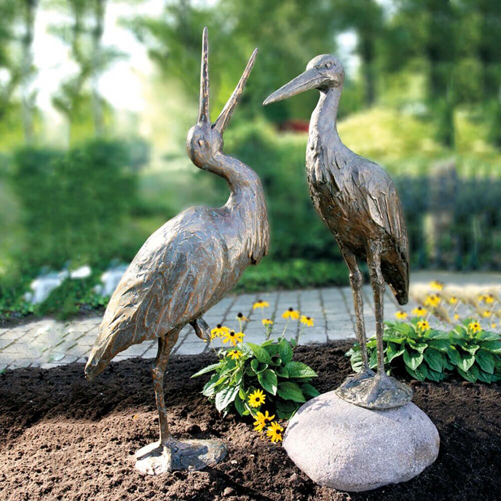  Große Vogelskulptur Storch Aus Bronze - Limitiert - Storch