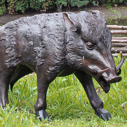  Große Wildschwein Figur Aus Bronze