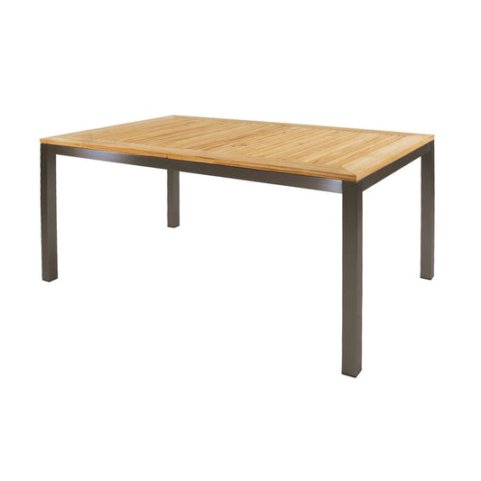  Großer Edelstahl Ausziehtisch Mit Teakholzplatte - 152/210cm - Miralo