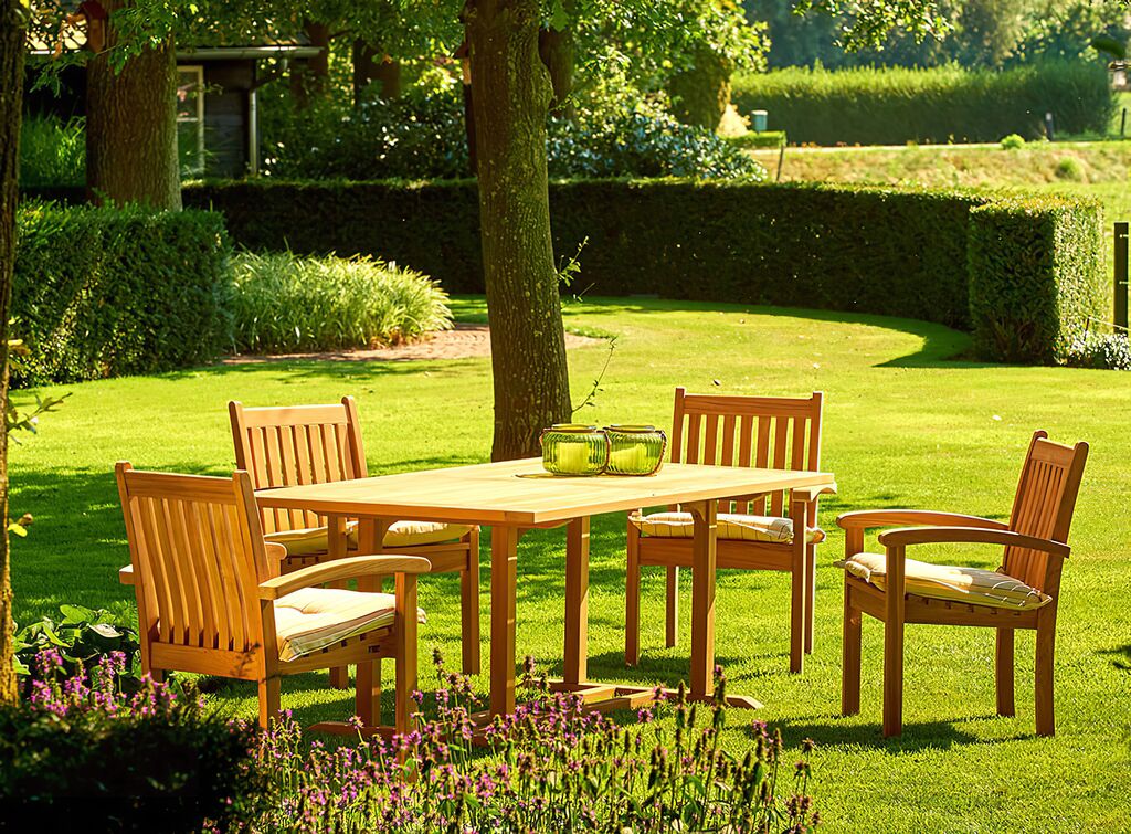  Großer Garten Holztisch - 200x100cm - Teakholz - Luke Gartentisch