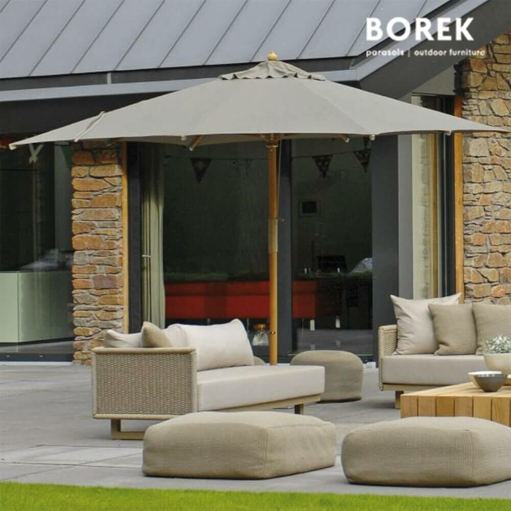  Großer Gartenschirm Mit Stange Aus Teakholz Von Borek - Elena Sonnenschirm