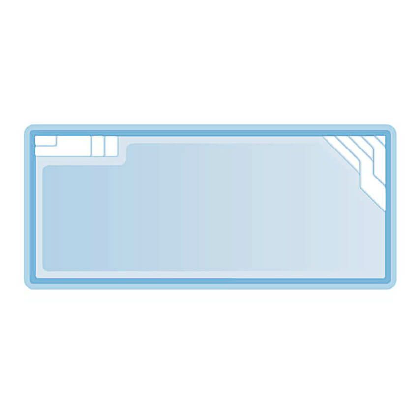  Großer GFK Pool - 350x820cm - Mit 2 Treppen - Glas-Verbundbecken - Rechteckig - Komplettset - Brasilia Pyrit