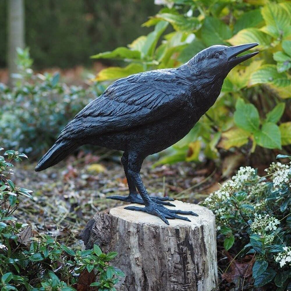  Großer Rabenvogel Schwarz Als Gartenstatue - Rabe Serafina