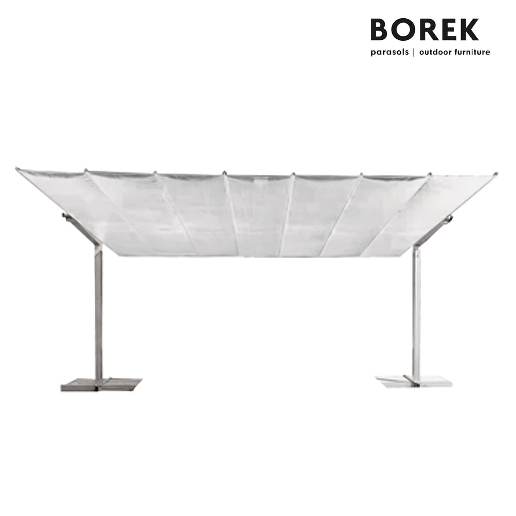  Großer Sonnenschirm Mit 2 Ständern - Aluminium - Rechteckig - Kippbar - Sonnensegel - New Flexy Sonnenschutz