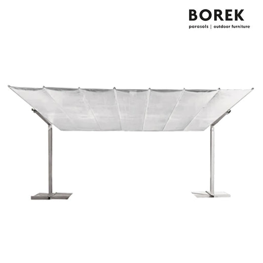  Großer Sonnenschirm Mit 2 Ständern - Aluminium - Rechteckig - Kippbar - Sonnensegel - New Flexy Sonnenschutz