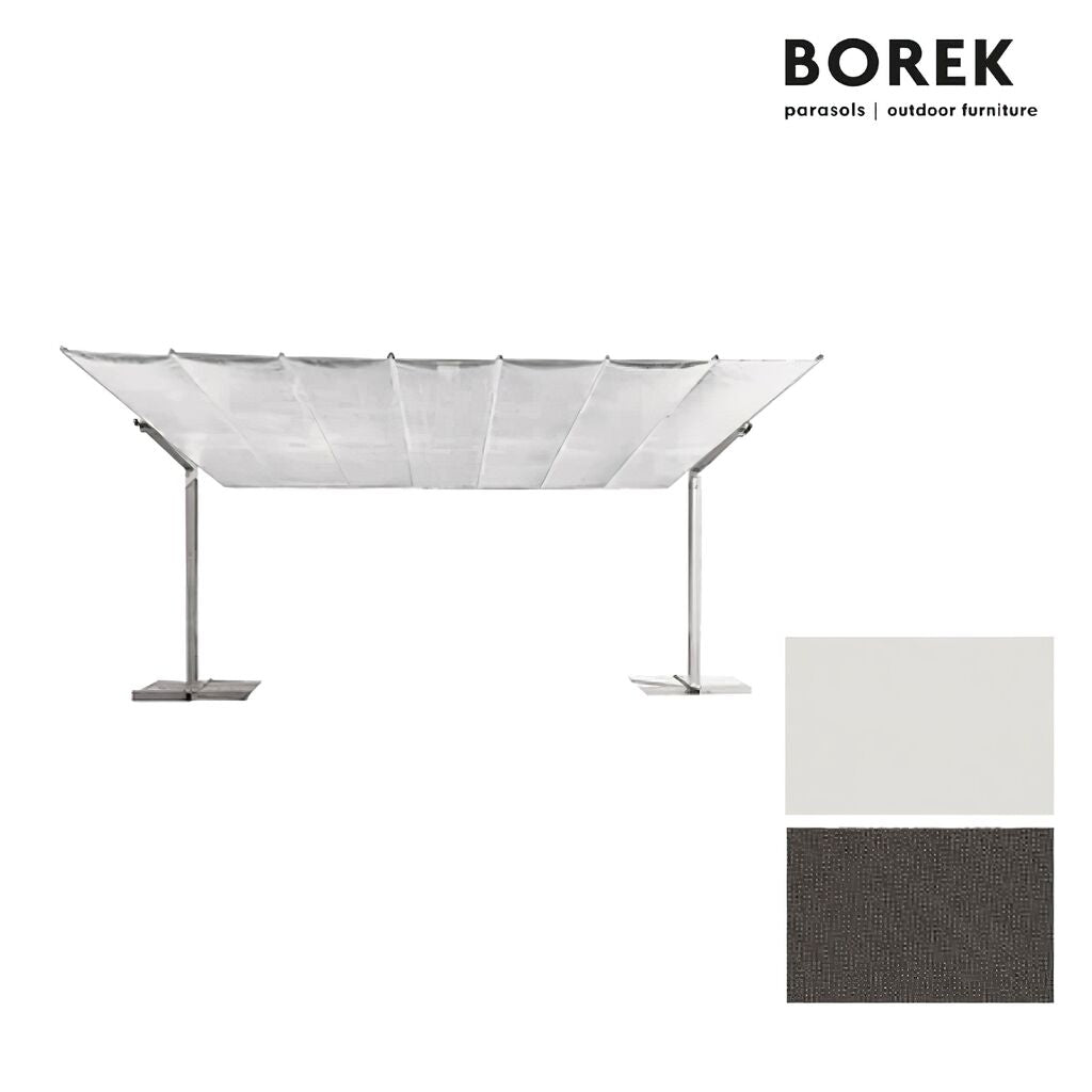  Großer Sonnenschirm Mit 2 Ständern - Aluminium - Rechteckig - Kippbar - Sonnensegel - New Flexy Sonnenschutz