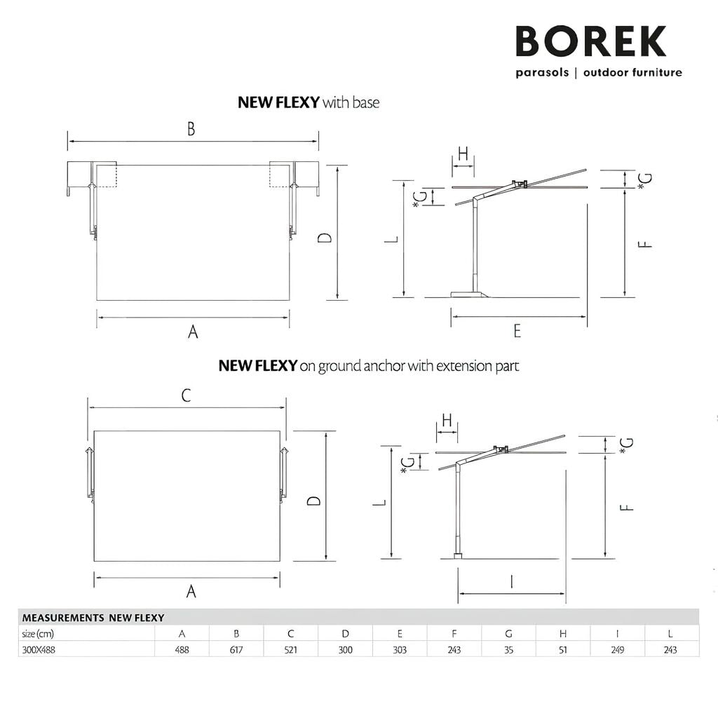  Großer Sonnenschirm Mit 2 Ständern - Aluminium - Rechteckig - Kippbar - Sonnensegel - New Flexy Sonnenschutz