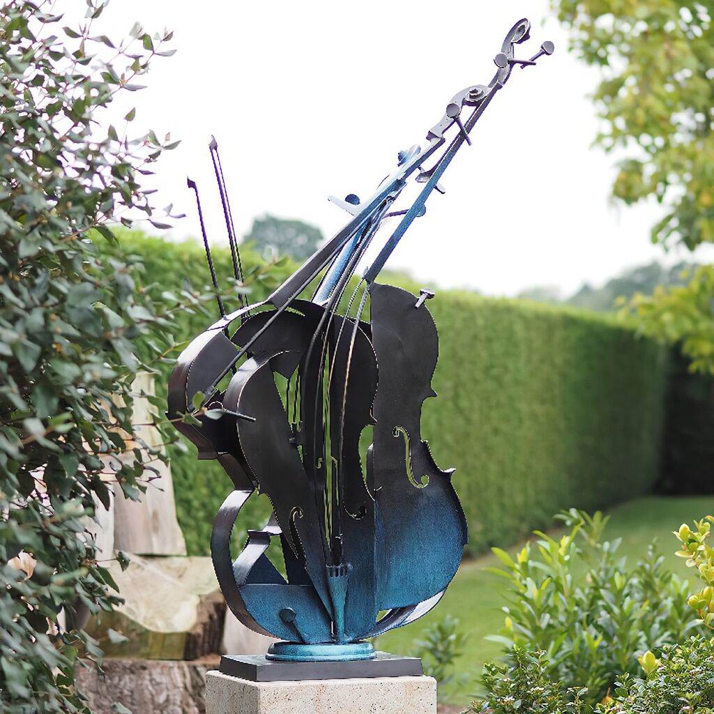  Großes Streichinstrument Aus Bronze - Kontrabass