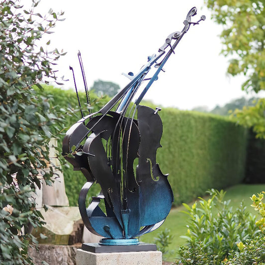  Großes Streichinstrument Aus Bronze - Kontrabass