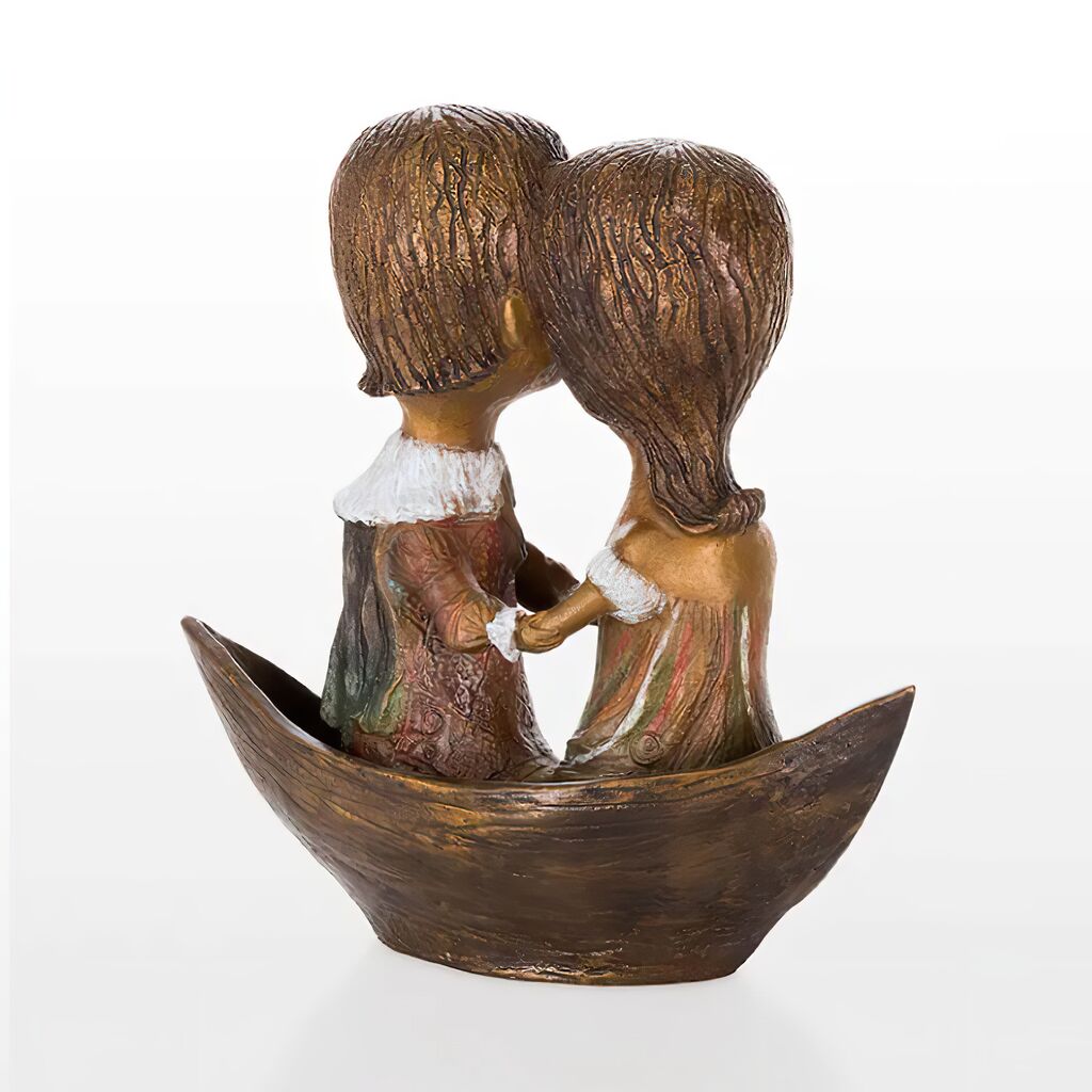  Hände Haltend - Paar In Boot - Limitierte Bronzefigur - Liebende In Gondel