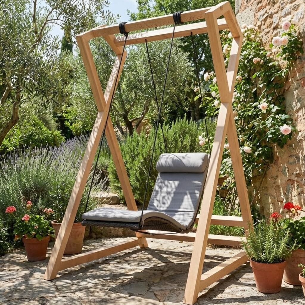  Hängender Relax Sessel Aus Aluminium Und Rattan Mit Kissen - Wetterbeständig - Mila