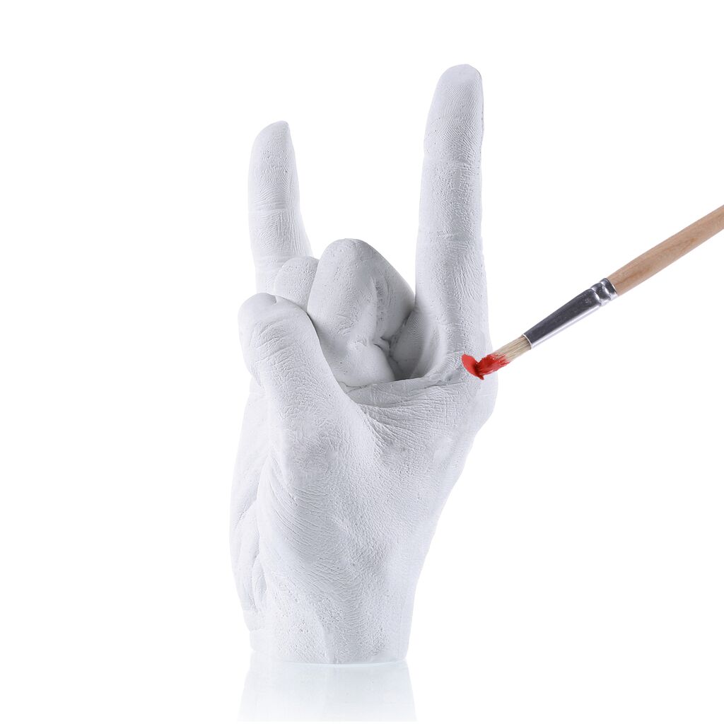  Hand Skulptur Rockzeichen Aus Gips Zum Bemalen Mit Farbe & Pinsel - Hand Rock