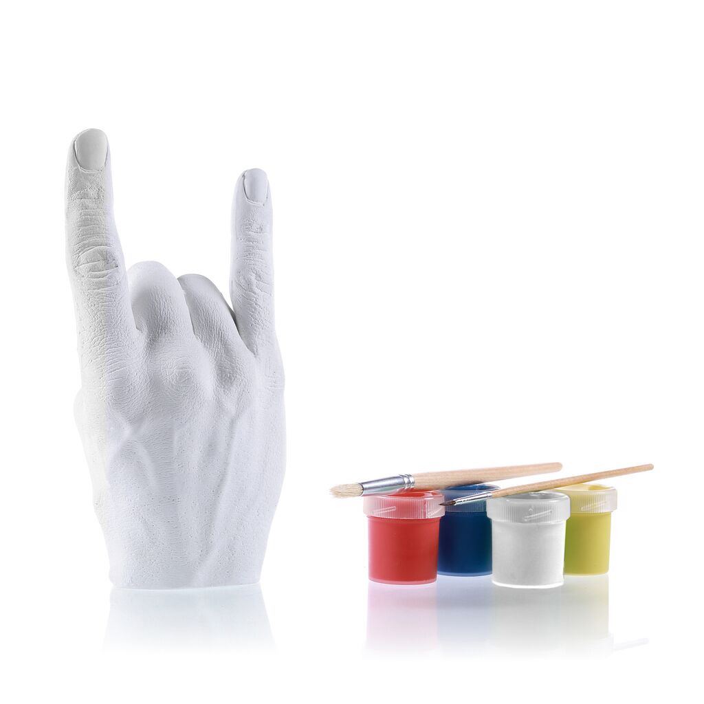  Hand Skulptur Rockzeichen Aus Gips Zum Bemalen Mit Farbe & Pinsel - Hand Rock