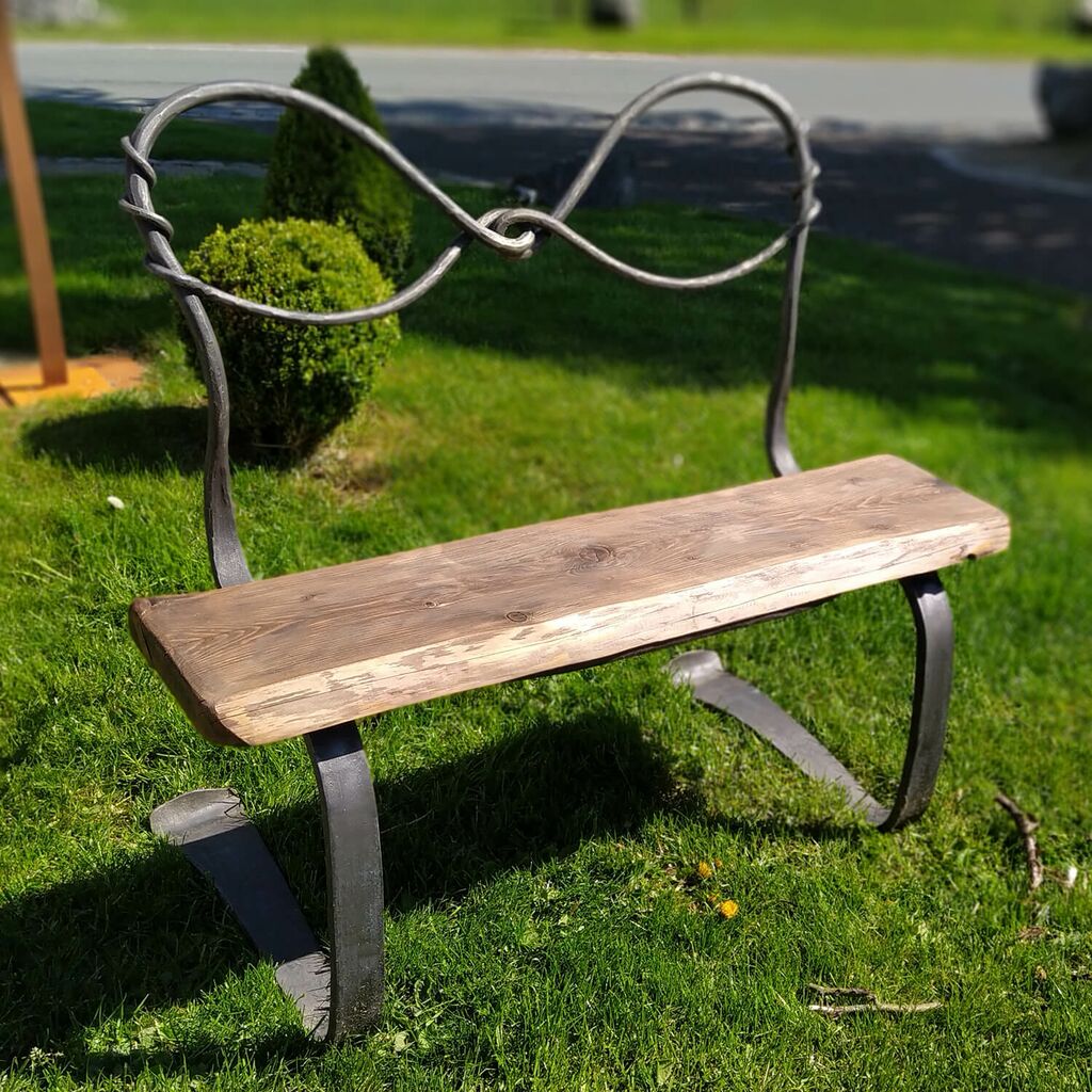  Handgeschmiedete Gartenbank Für 2 Personen Mit Holz - Panca Di Coppia