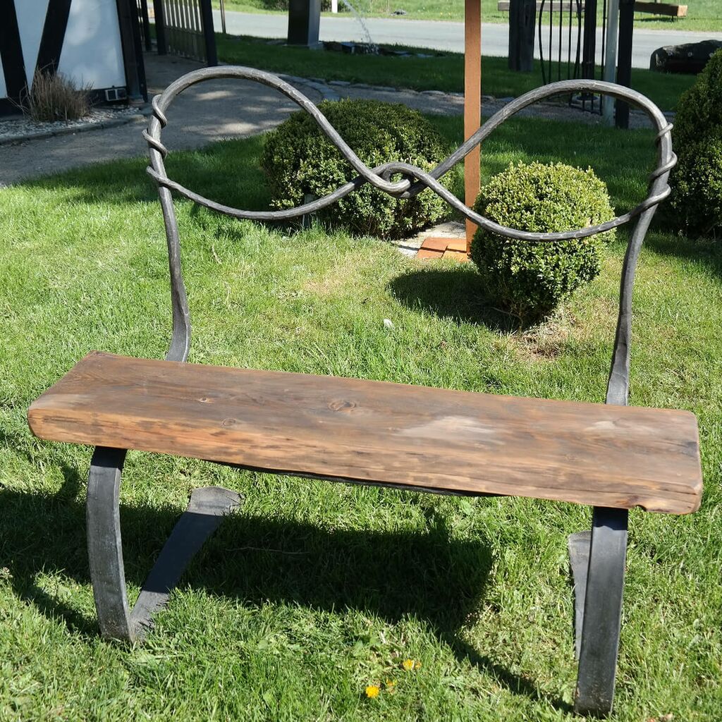  Handgeschmiedete Gartenbank Für 2 Personen Mit Holz - Panca Di Coppia