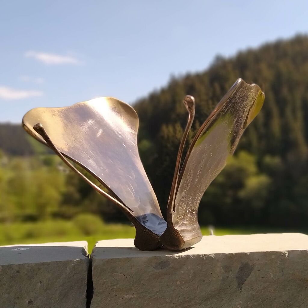  Handgeschmiedeter Schmetterling Aus Bronze - Fjäril