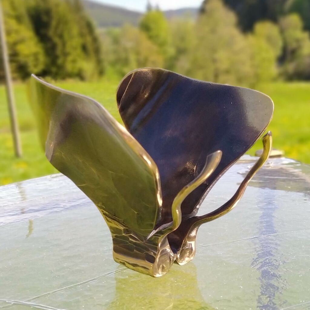  Handgeschmiedeter Schmetterling Aus Bronze - Fjäril