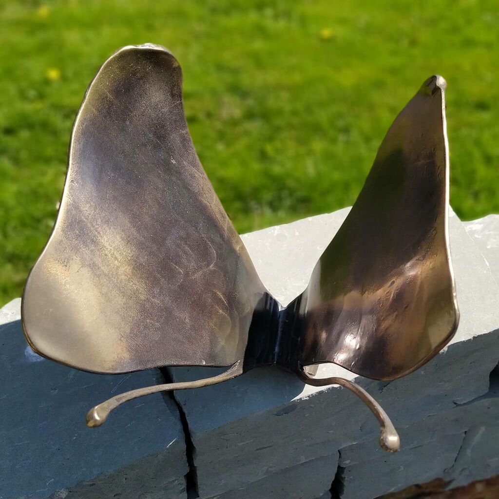  Handgeschmiedeter Schmetterling Aus Bronze - Fjäril