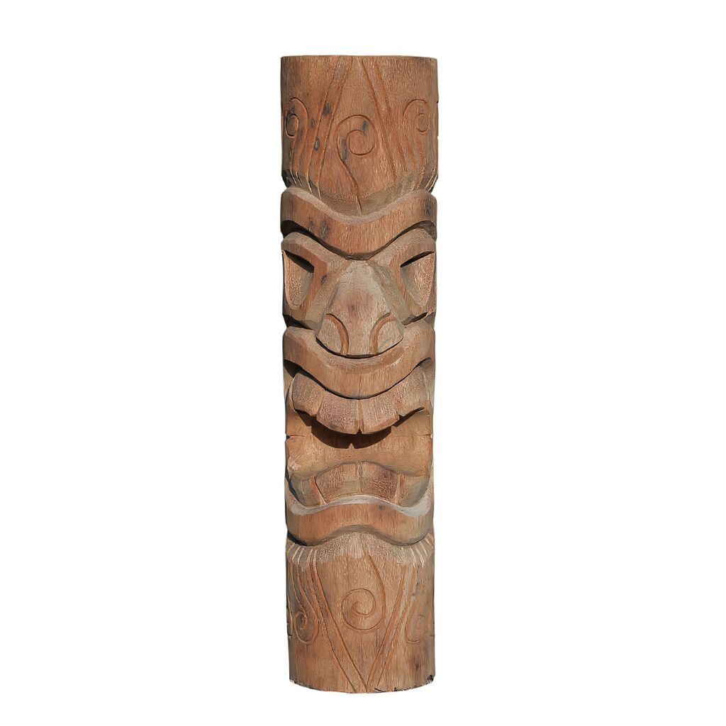  Handgeschnitzte Tiki Holzfigur Mit Gesicht Im Südsee Stil - Inta