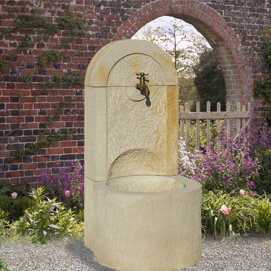  Handwerklicher Sandstein Wandbrunnen - La Courbe