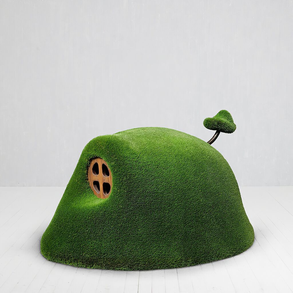  Haus Im Hügel - Gartenplastik - Topiary - GFK & Kunstrasen - Hobbit House