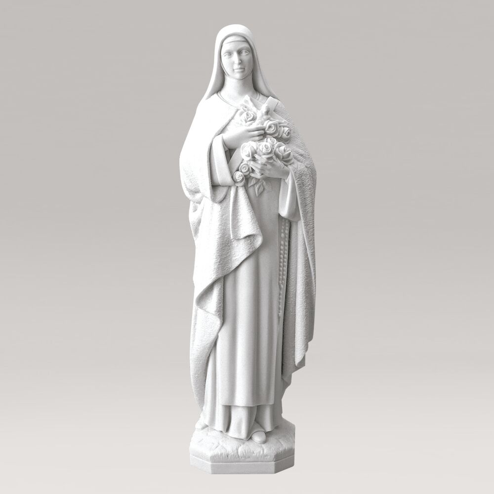  Heilige Maria Gartenstatue Mit Blumen - Marmorguss - Madonna Stella