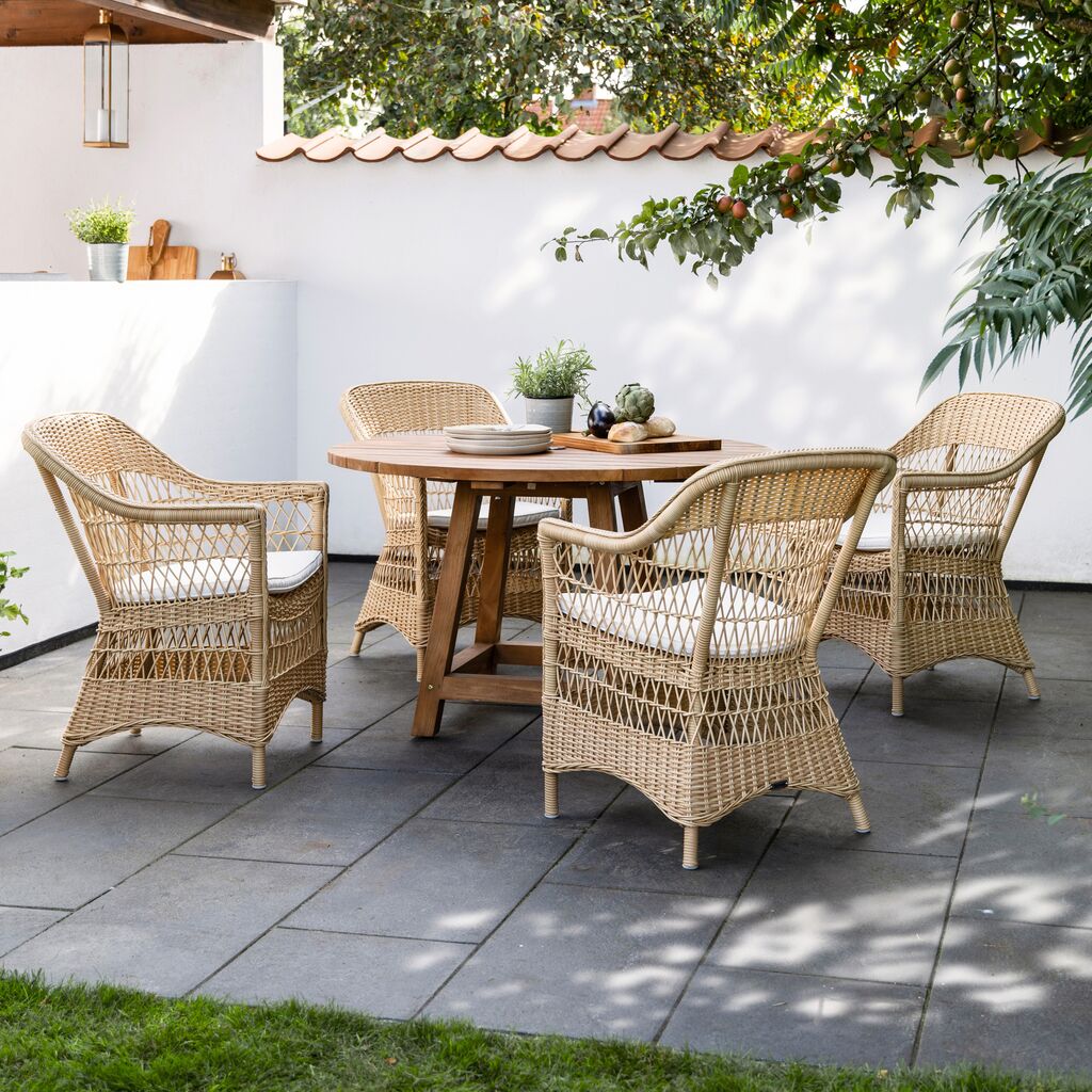  Hellbrauner Gartensessel Mit Armlehnen In Rattanoptik - Gartensessel Hedda