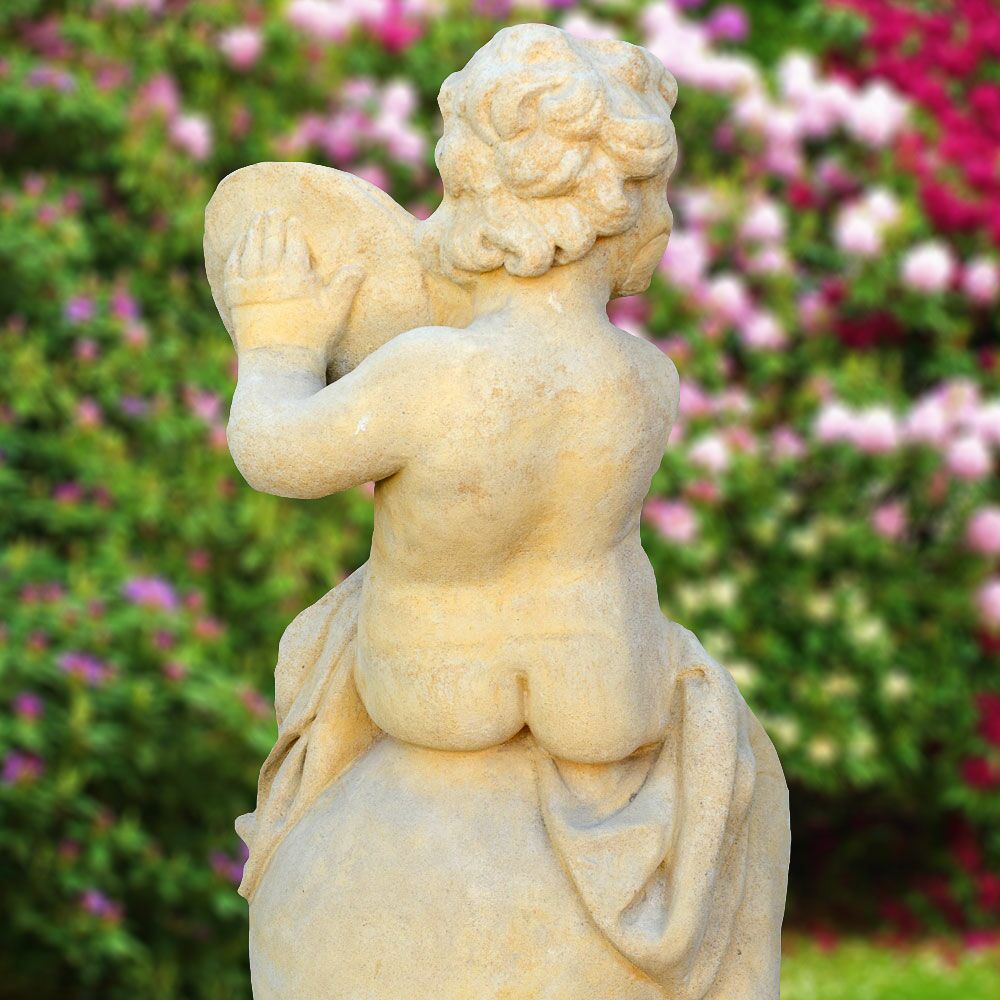  Historische Steinfigur Mit Putte - Batteur