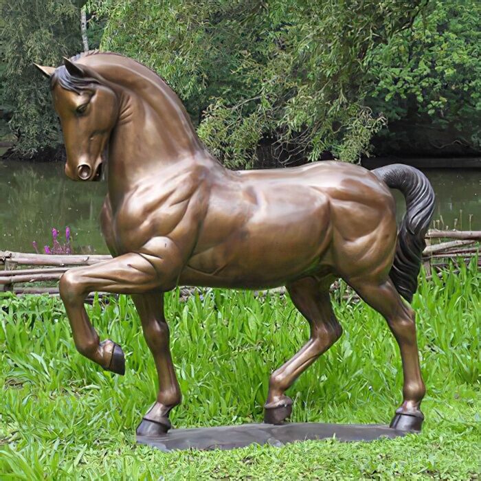 Hochwertige Bronzefigur Mit Pferd - Piaff