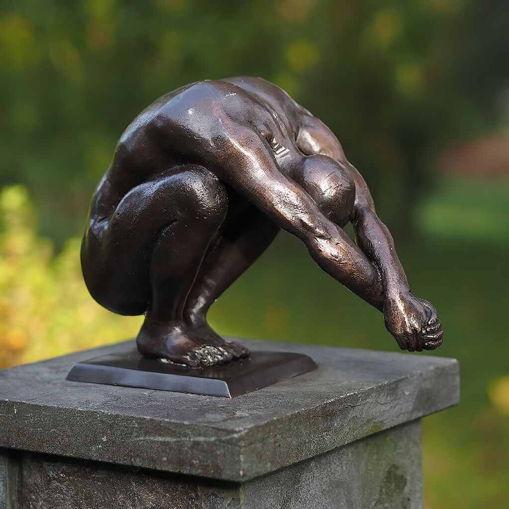  Hockende Männerfigur Aus Bronze - Paron