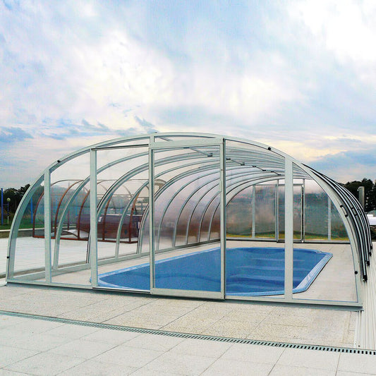 Hohe Garten Poolüberdachung - Aus Aluminium & Polycarbonat - Sonderanfertigung - Olivin Hoch