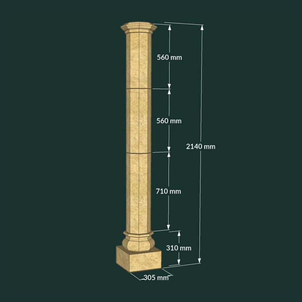  Hohe Stein Gartensäule Für Pergolas - 8-eckig - Nerkshire