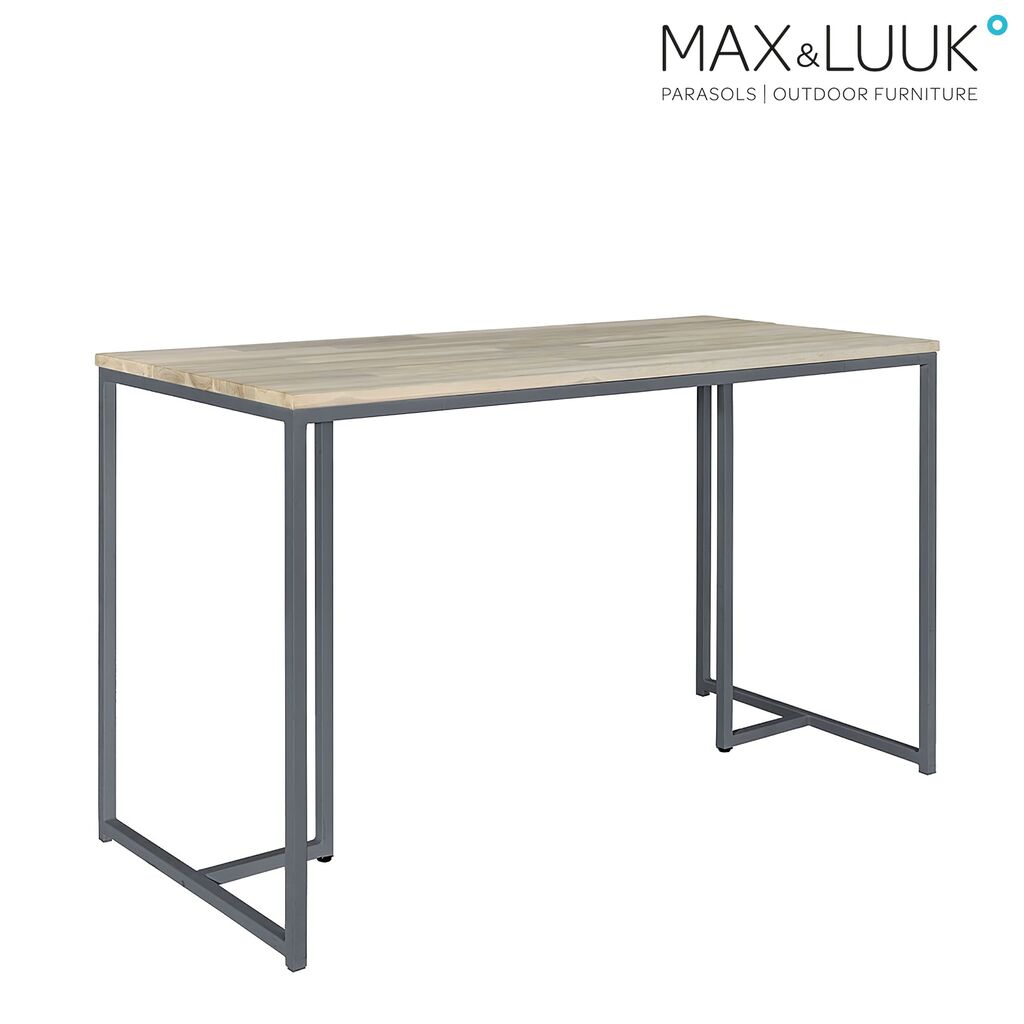  Hoher Garten Esstisch Von Max & Luuk - Aluminium Und Teakholz - Joe Tisch