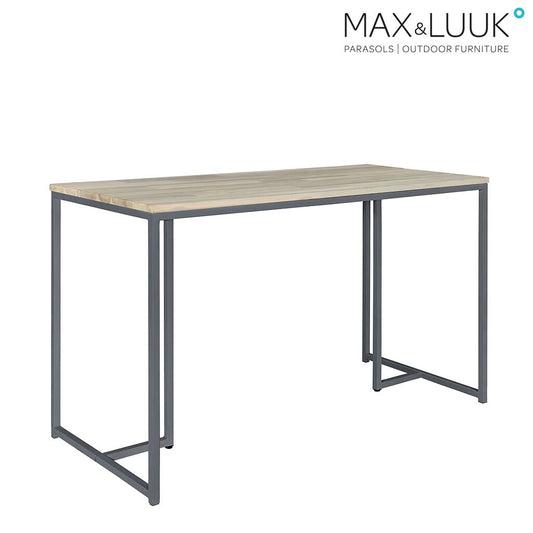  Hoher Garten Esstisch Von Max & Luuk - Aluminium Und Teakholz - Joe Tisch