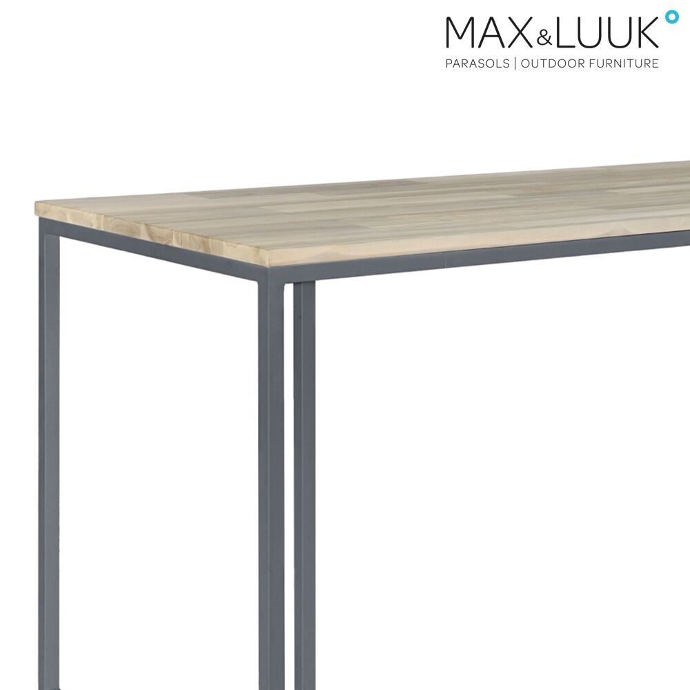  Hoher Garten Esstisch Von Max & Luuk - Aluminium Und Teakholz - Joe Tisch