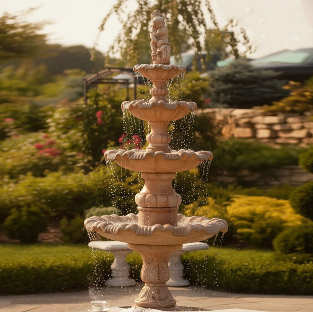  Hoher Kaskadenspringbrunnen Aus Steinguss Mit Pumpe - Orazio