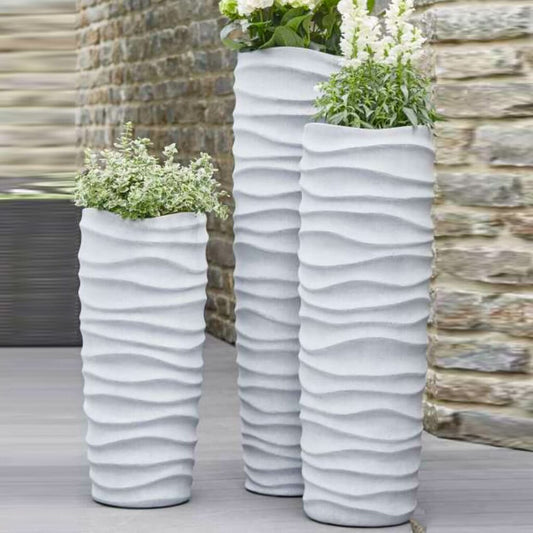  Hohes Garten Pflanzgefäß In Zement Optik - Polystone - Mombaldone