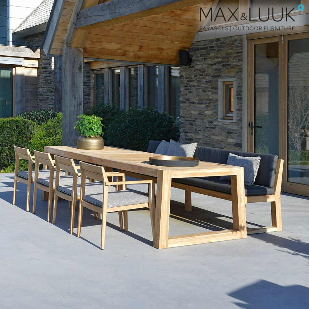  Holzbank Aus Teak Mit Auflagen - Ohne Armlehnen Von Max & Luuk - Alec Bank