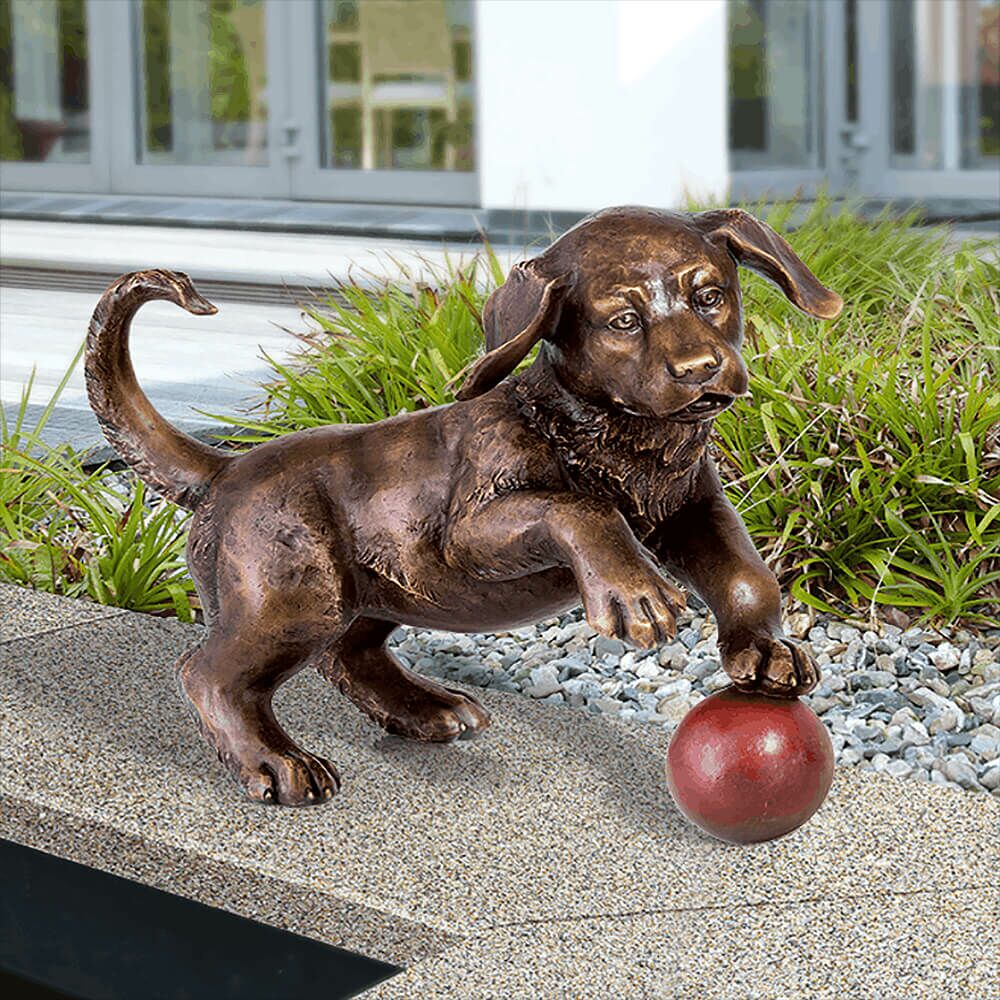  Hundewelpen Spielen - Bronzefiguren Set - Spielende Welpen